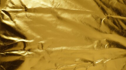 Fototapeta premium Golden crumpled foil texture background, shiny metallic surface