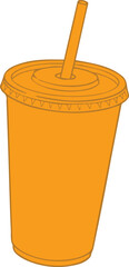 Soda Cup with Straw Outline in Hand Drawn Style