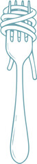 Fork with a Single Noodle Line