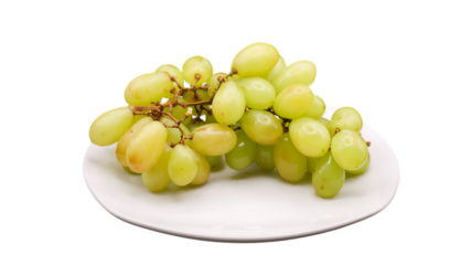 Bunch of Grapes on Whie Plate Isolated on Transparent
