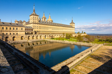El Escorial palace and gardens outside Madrid, Spain