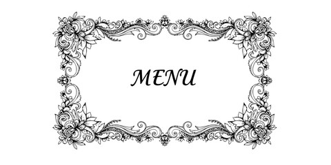 Hand Drawn Artisanal Menu Border Vector Silhouette
