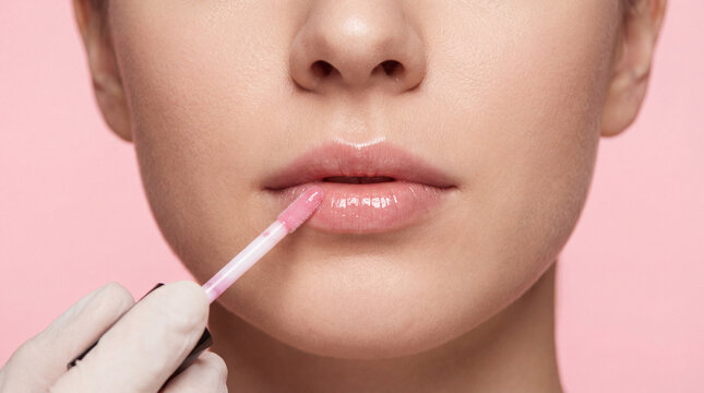 woman applying lipstick - Powered by Adobe