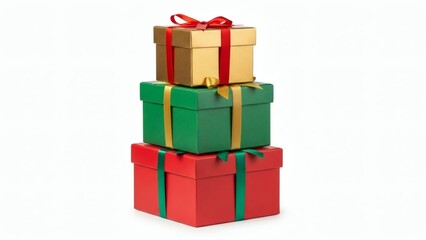 Obraz premium Stacked Christmas gifts with ribbon and bow