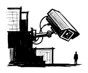 big brother surveillance cctv camera watching a person sketch