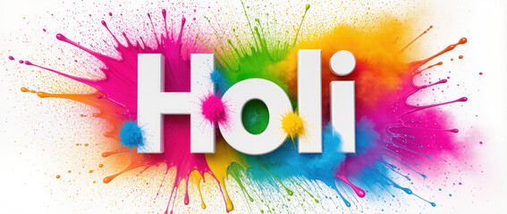 Holi festival celebration with colorful powder splashes and vibrant design. Holi is represented through bright pigments and creative elements, symbolizing joy and togetherness.