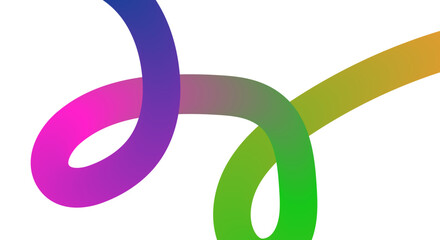 Colorful gradient ribbon intertwining abstract curve on white background