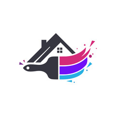 Home painting icon logo flat vector design