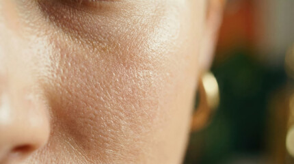 Macro close up of skin with visible pores and texture
