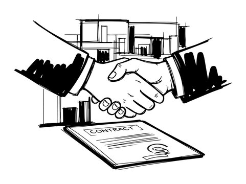 business handshake contract agreement sketch