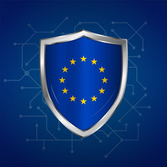 European Union shield data protection, European gdpr concept icon design