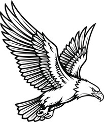 Obraz premium Eagle flying with spread wings vector illustration