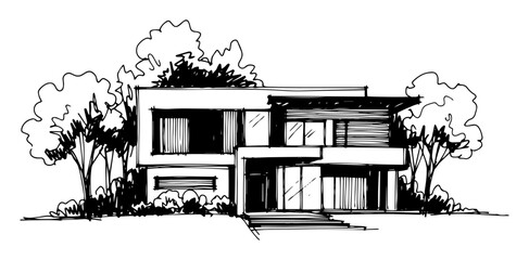 modern house architecture sketch vector © Mago