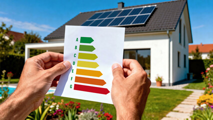 Maison avec panneaux solaire photovoltaïque, diagnostic de performance énergétique, dpe © CURIOS