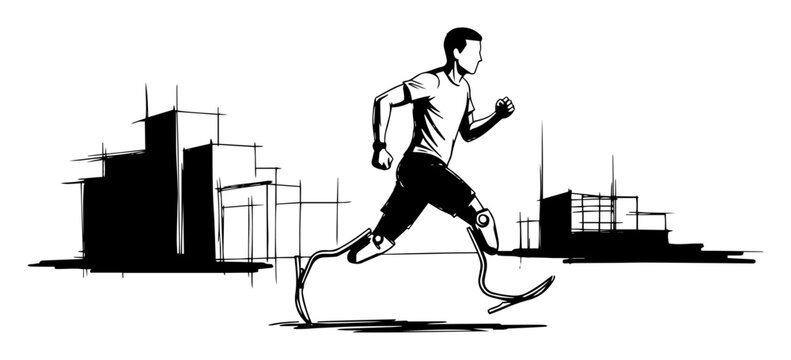 blade runner paralympic athlete sketch vector