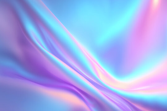 Abstract iridescent holographic fluid background with colorful gradients and silk texture - Powered by Adobe