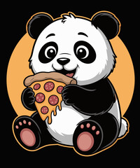 Funny Panda Eating Pizza Graphic Boys Girls Panda Lover