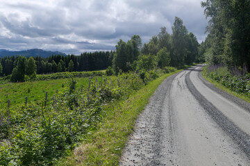 Unterwegs in Norwegen auf dem Pilgerweg Olavsweg, Gudbrandsdalsleden von Oppdal, Provinz Trøndelag nach Langklopp. Wunderschöne Wege und Landschaft vorbei an Wiesen, Wald, Zäune, Feldsteine