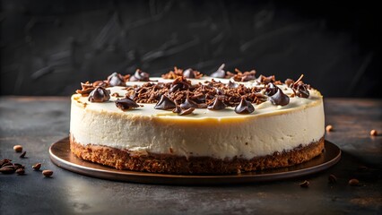 Decadent chocolate chip cheesecake dessert ready for a celebration