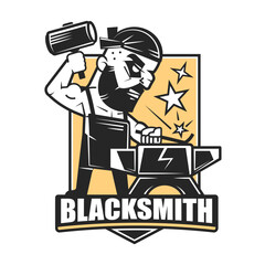 blacksmith isolated vector symbol, stylized retro emblem template