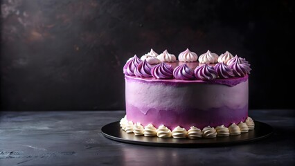 Stunning purple ombre celebration cake with elegant meringue swirls