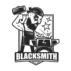 blacksmith isolated vector symbol, stylized retro emblem template
