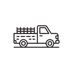 truck pickup side view line art vector for transport