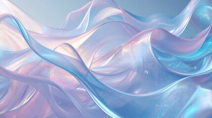 Ethereal Flowing Fabric with Pastel Pink and Blue Hues abstract fluid