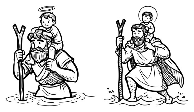 Saint Christopher Carrying Child Jesus Across the River