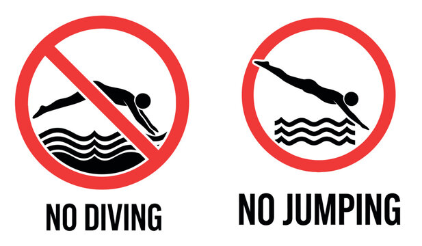 No diving and no jumping safety warning sign