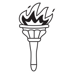 Torch fire icon.Handheld flaming torch.Olimpic torch with burning fire flame.