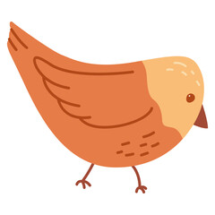 Cute bird illustration in flat style. Baby bird cartoon.Chicken bird.
