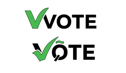 Vote now election graphic with check mark symbol