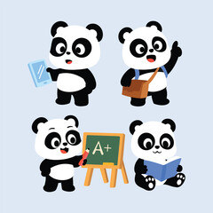 A delightful panda immersed in studying, surrounded by school supplies, presenting an adorable and engaging representation of learning, curiosity, and dedication.