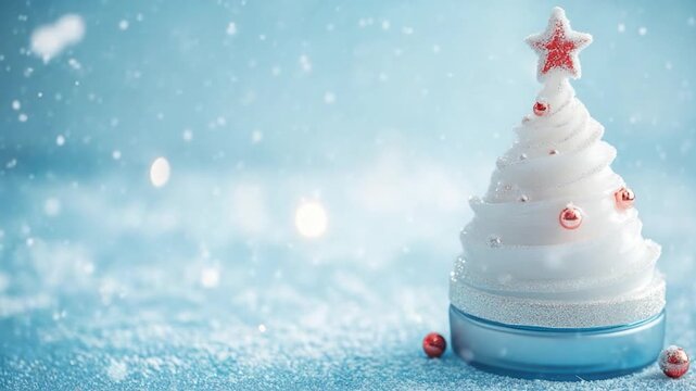 A festive Christmas tree made of frosting sitting on a table, perfect for holiday decorating or themed parties