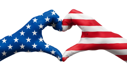 Two witch hats shaped as american flags isolated on transparent background
