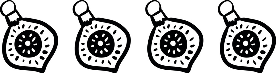 Christmas Ornament Line Art Sketch, Minimal Hand Drawn Holiday Decoration, New Year Bauble Illustration	
