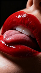 舌なめずりする女性の口元