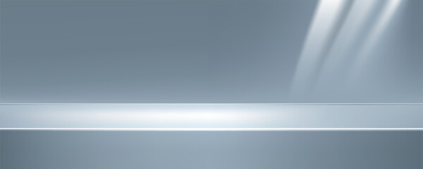 Empty Gray studio background. Abstract gradient Gray. wall room with lights. Space for selling products on the website. Background vector 3d. Vector illustration.