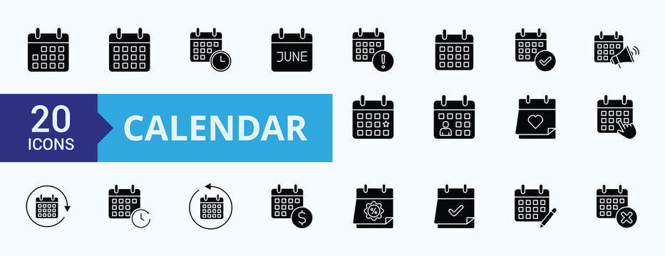 Calendar Icon Pack glyph illustration Vector