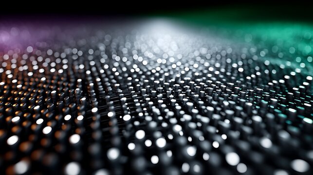 Abstract textured surface with glowing dots and bokeh lights in purple and green pattern photo