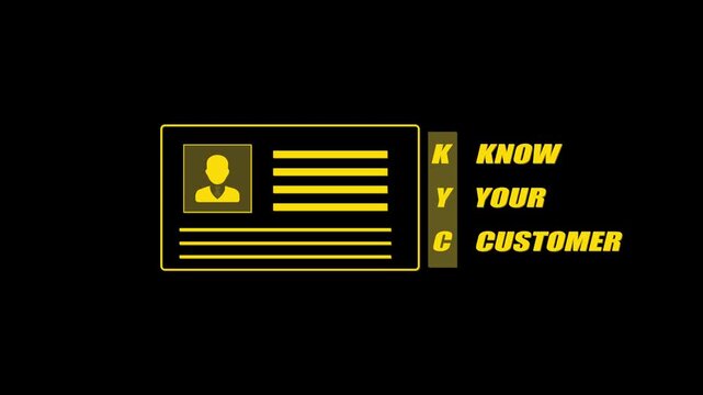 Know your customer concept illustrated through a virtual KYC card interface, enabling financial institutions to authenticate client identities and validate personal information