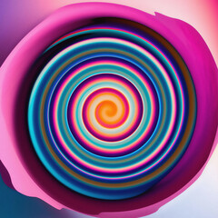 Abstract psychedelic mix of gradient design in pink, cyan, and purple. Blurred, smeared, shiny digital cover with light noise, dust and grain. Unique background for web, wallpaper, or music album art.