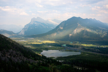 Banff mountain landscape with lake and mountains