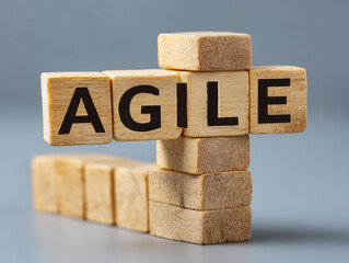 Agile word on wooden blocks showing business methodology