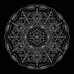black and white mandala line art design