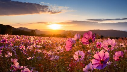 Fototapeta premium Cosmos Flower At Sunset