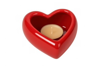 Red ceramic heart candle holder with tealight
