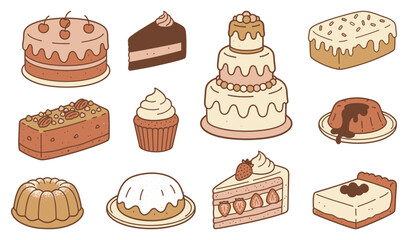 Cakes icons collection