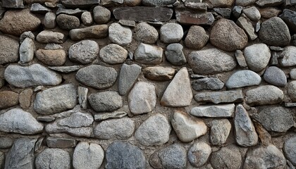 Stone Wall Constructed With Rocks And Cement
